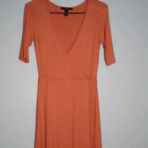 Forever 21 Peachy Orange Wrap Style Dress Medium